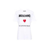 Бяла памучна тениска Moschino