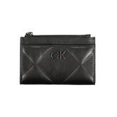 Calvin Klein Елегантен черен портфейл с цип и контрастни детайли