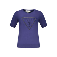 Дамски пуловер Guess Jeans от син вискозен цвят