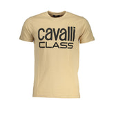 Памучна тениска Cavalli Class Beige