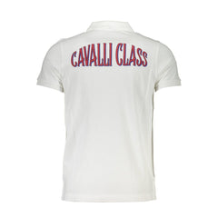 Мъжка поло риза Cavalli Class бяла памучна
