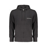 Calvin Klein Черен памучен мъжки пуловер с качулка и централни джобове