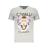 Мъжка тениска Cavalli Class кафява памучна