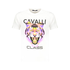 Мъжка тениска Cavalli Class бяла памучна