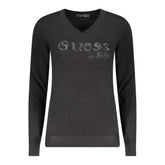 Дамски пуловер Guess Jeans черен вискозен