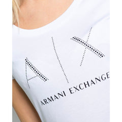 Бяла памучна тениска Armani Exchange