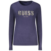 Дамски пуловер Guess Jeans от син вискозен цвят