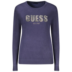 Дамски пуловер Guess Jeans от син вискозен цвят