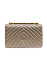 PINKO сива кожена мини чанта за през рамо Love One