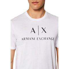 Бяло памучно тениска Armani Exchange