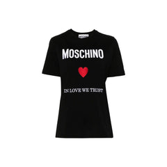  Черна памучна тениска Moschino 
