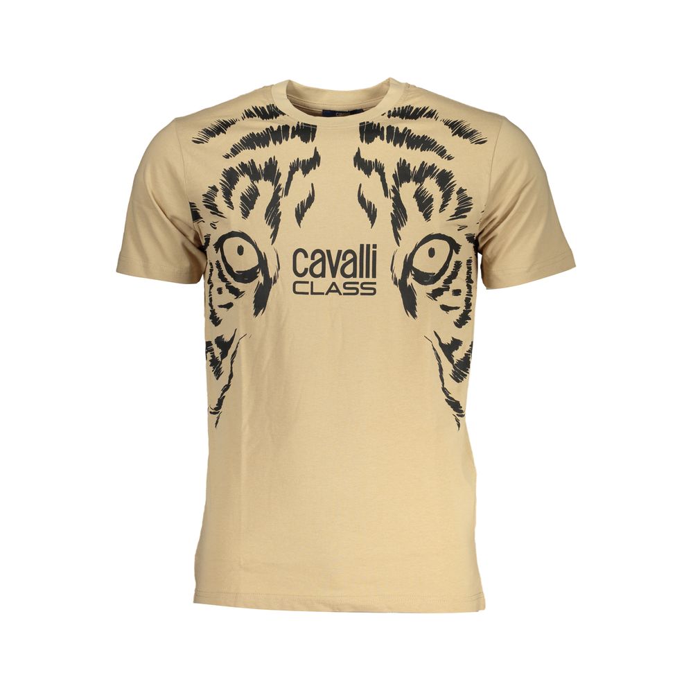 Памучна тениска Cavalli Class Beige