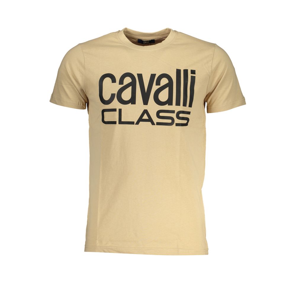 Памучна тениска Cavalli Class Beige