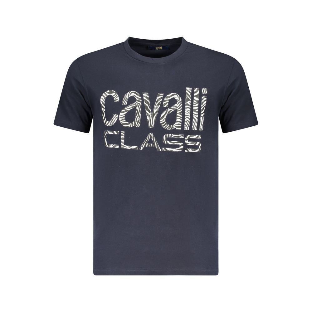 Мъжка тениска Cavalli Class синя памучна