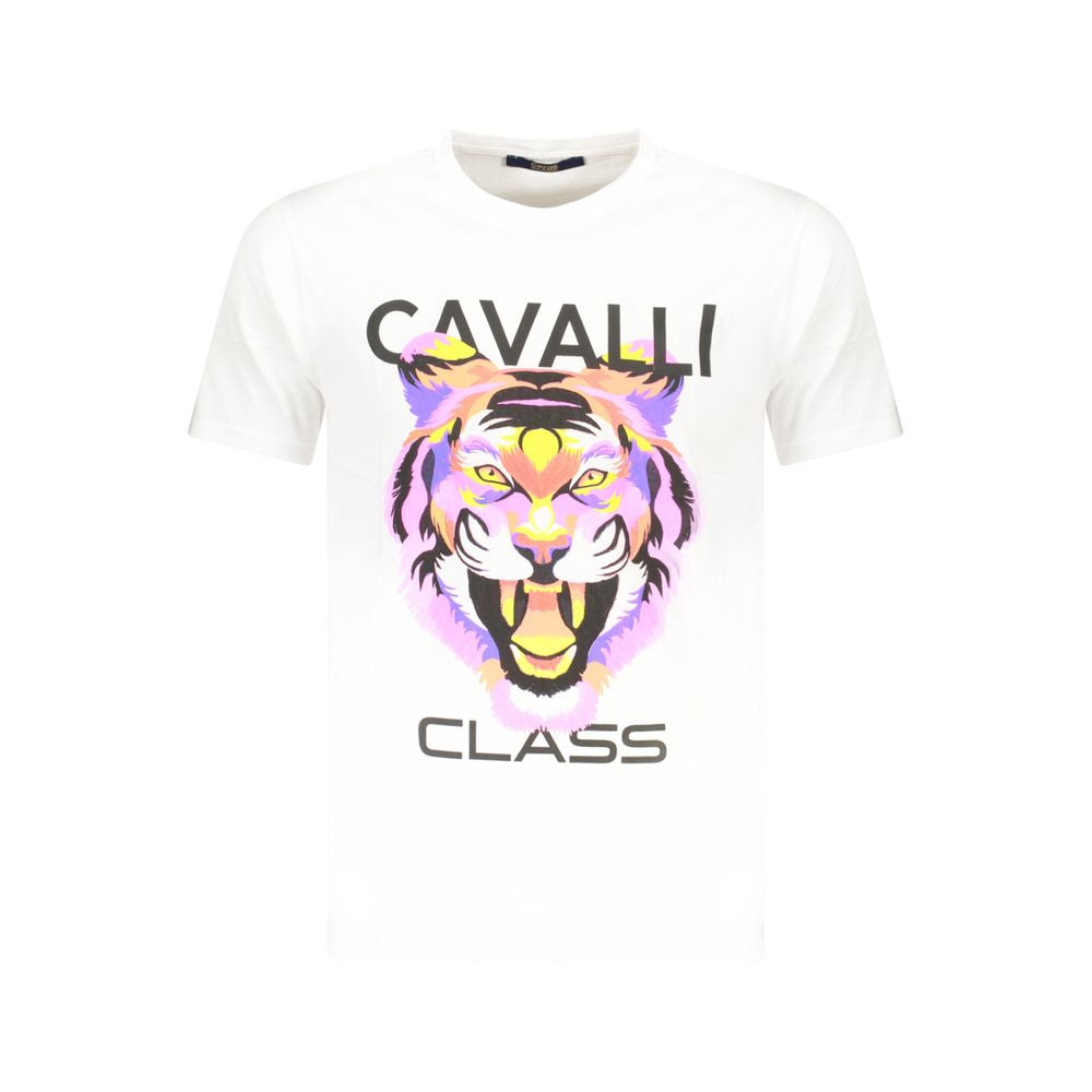Мъжка тениска Cavalli Class бяла памучна