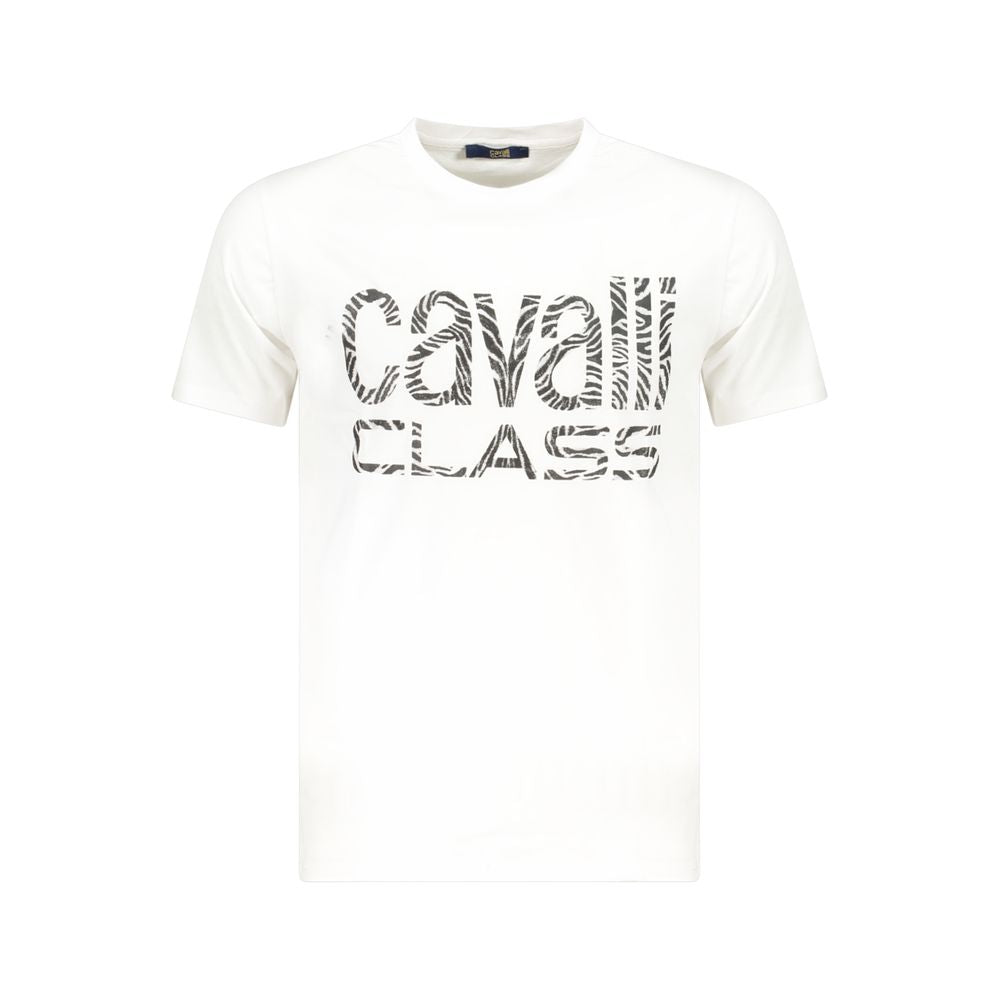 Мъжка тениска Cavalli Class бяла памучна