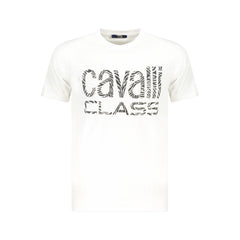 Мъжка тениска Cavalli Class бяла памучна