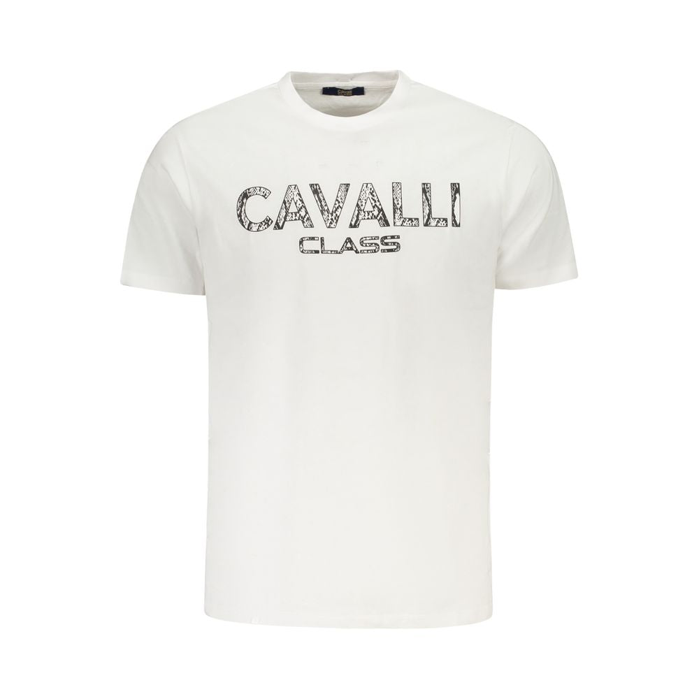 Мъжка тениска Cavalli Class бяла памучна