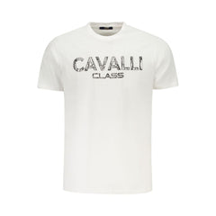Мъжка тениска Cavalli Class бяла памучна