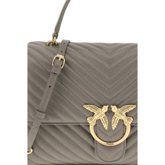 Чанта от сива телешка кожа PINKO Bos Taurus