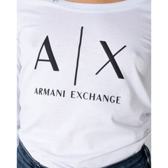 Бяла памучна тениска Armani Exchange