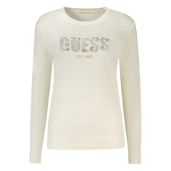 Дамски пуловер Guess Jeans от бяла вискоза