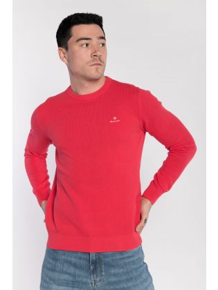 Cotton Pique C-Neck Sweater