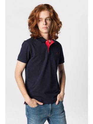 Contrast Collar Pique Polo Shirt Ru