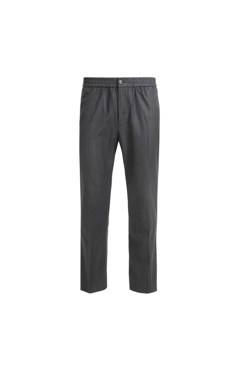 Straight Wool Canvas Trousers in Anthracite