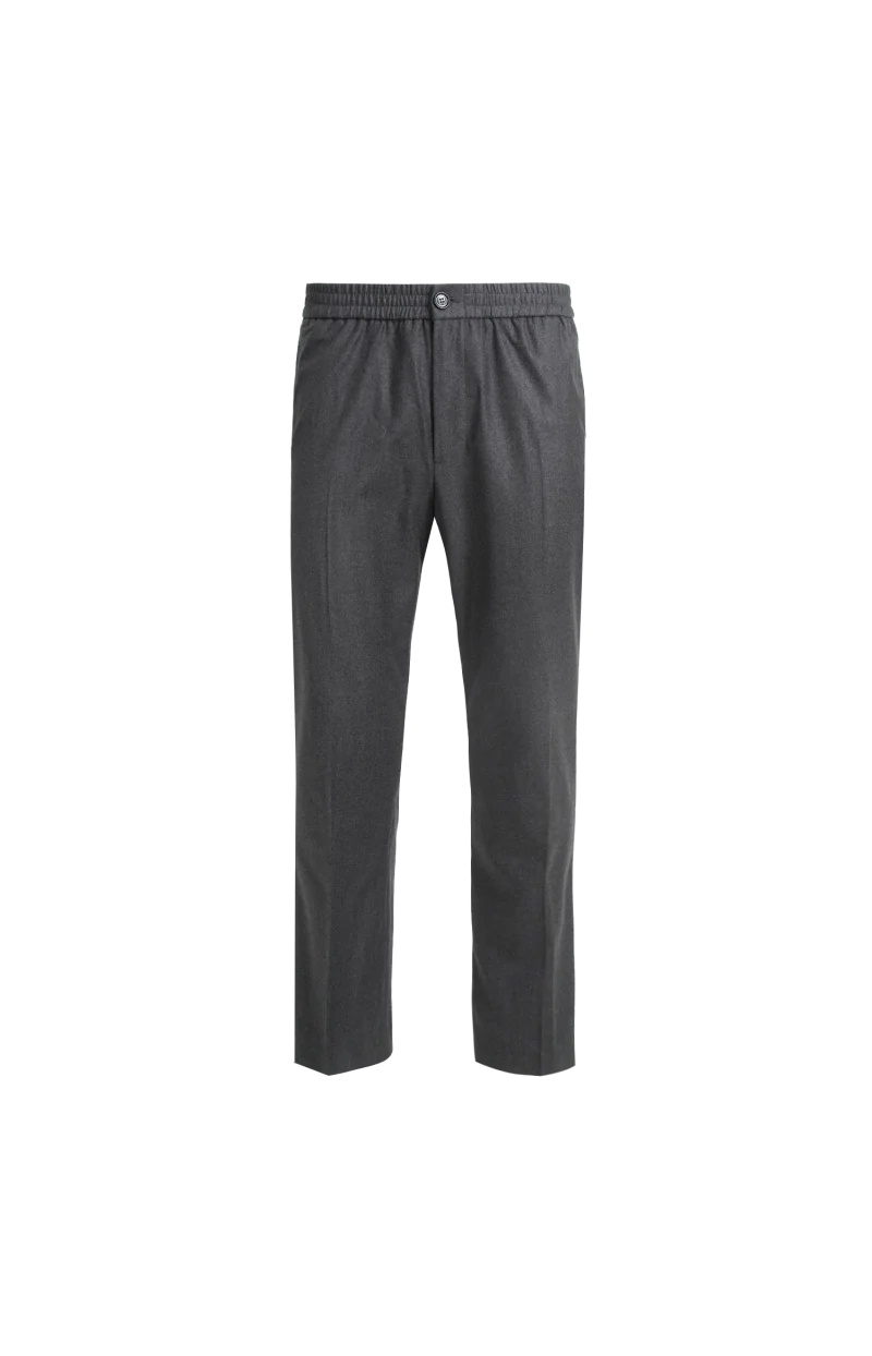 Straight Wool Canvas Trousers in Anthracite