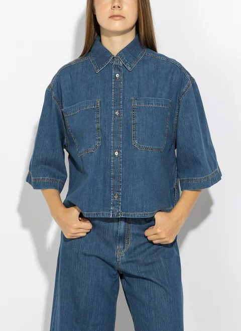 Риза от деним Weekend Max Mara Wkdzannata — снимка 2