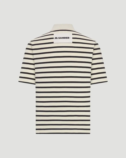 Cream Striped Pattern Polo — снимка 2