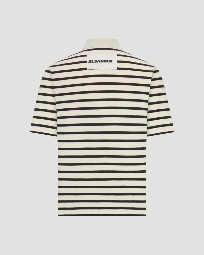 Cream Striped Pattern Polo — снимка 2