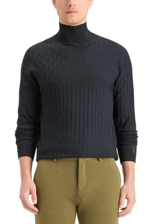 Плетено Turtle Neck Regular Fit Relief Stitch 178833 SC0008 black — снимка 2