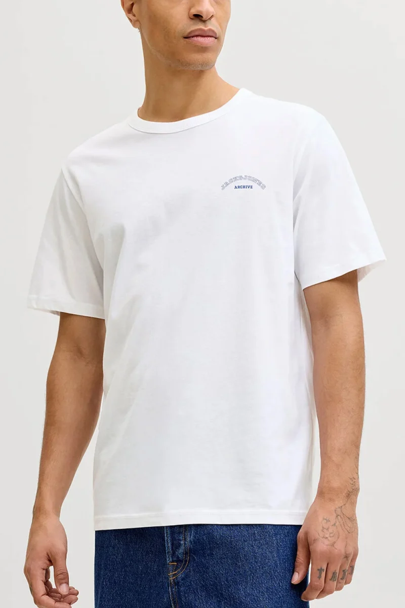 T-Shirt Jjcollege Logo Ss Crew Neck 12288105 11-0601 TCX bright white — снимка 2