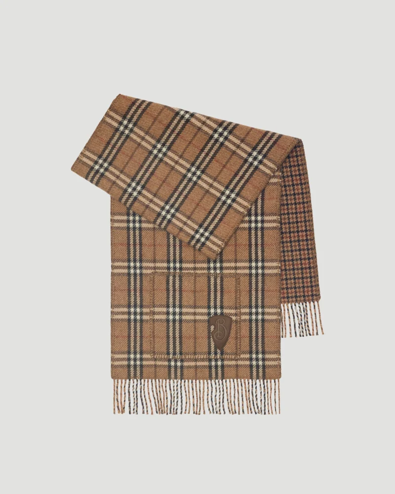 Reversible Check Cashmere Wool Scarf