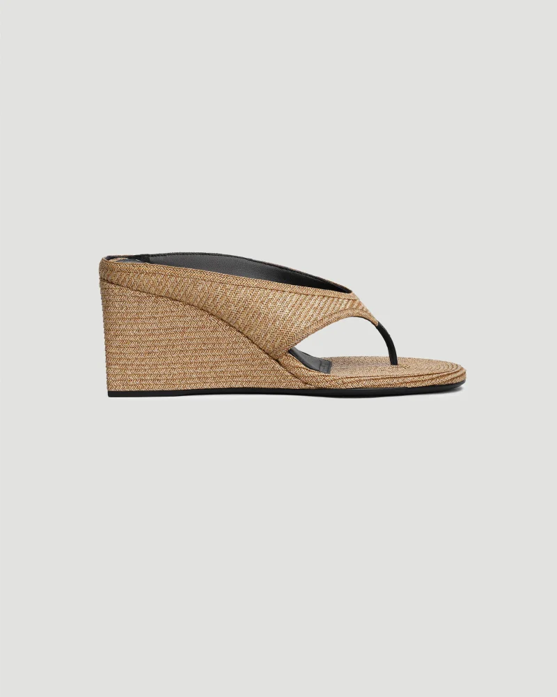 Cube Thong Mules in Paper Straw