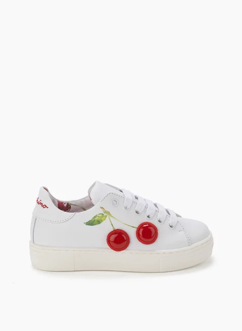 Кожени кецове с 'cherry' мотив Moschino Kids