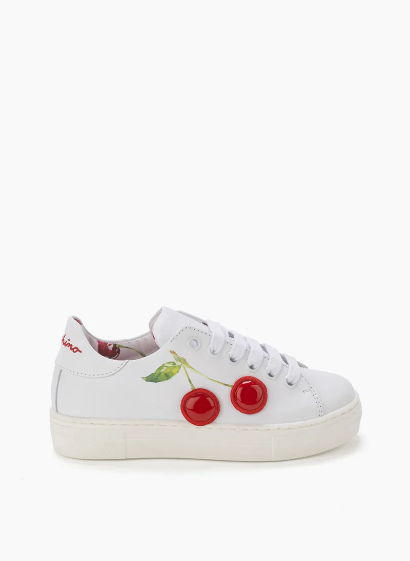 Кожени кецове с 'cherry' мотив Moschino Kids