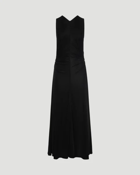 Viscose Jersey Long Dress with Knot Ring