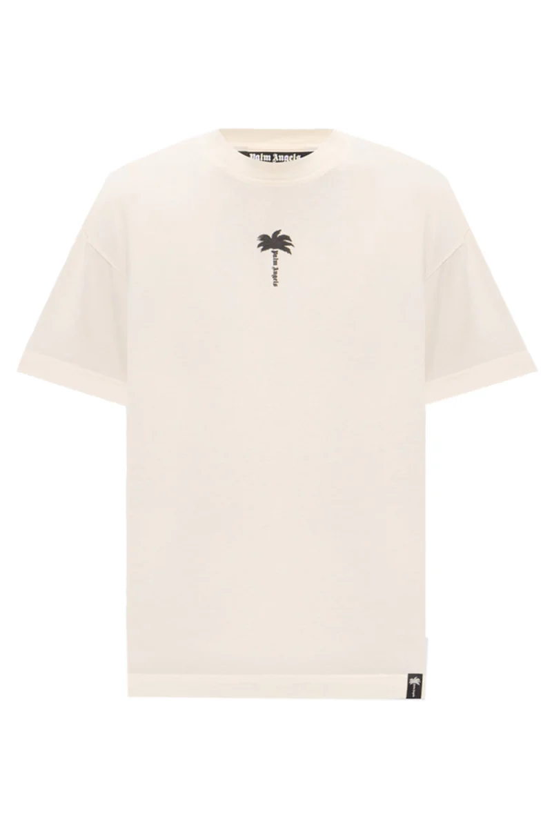 T-Shirt Palm Tree Statement Reg PAMAA001JR008-0310 off white-black