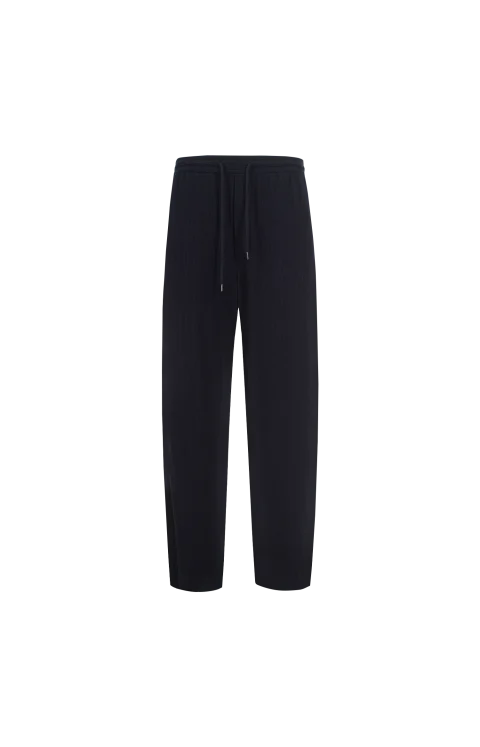 Regular-Fit Trousers in Seersucker Jersey with Cashmere