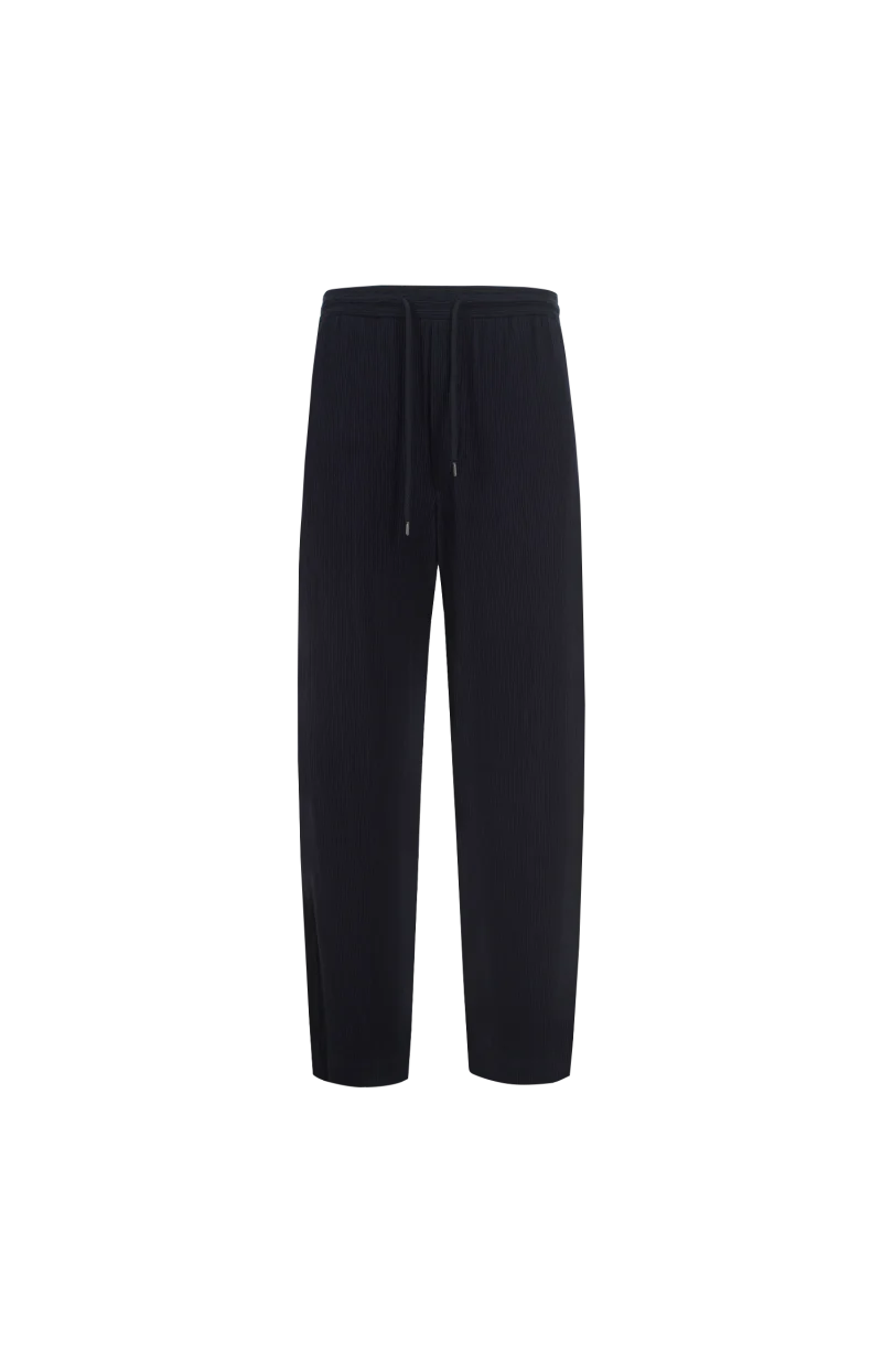 Regular-Fit Trousers in Seersucker Jersey with Cashmere