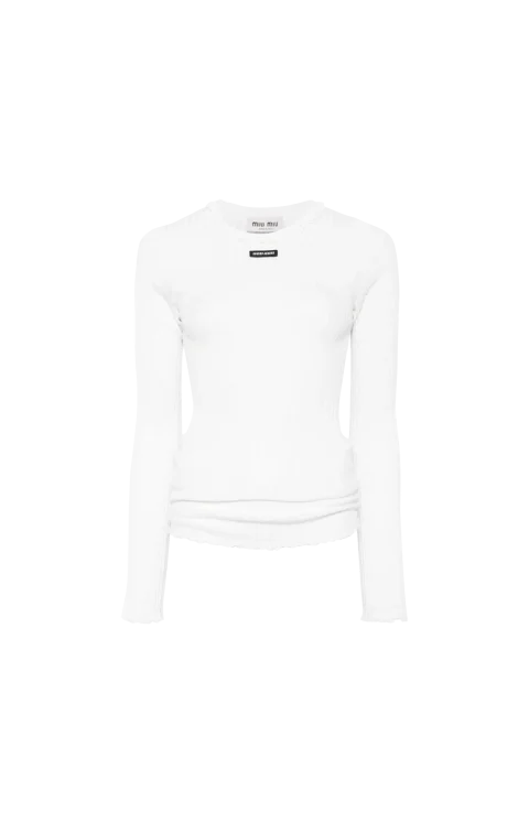 Silk Crew-Neck Sweater in White