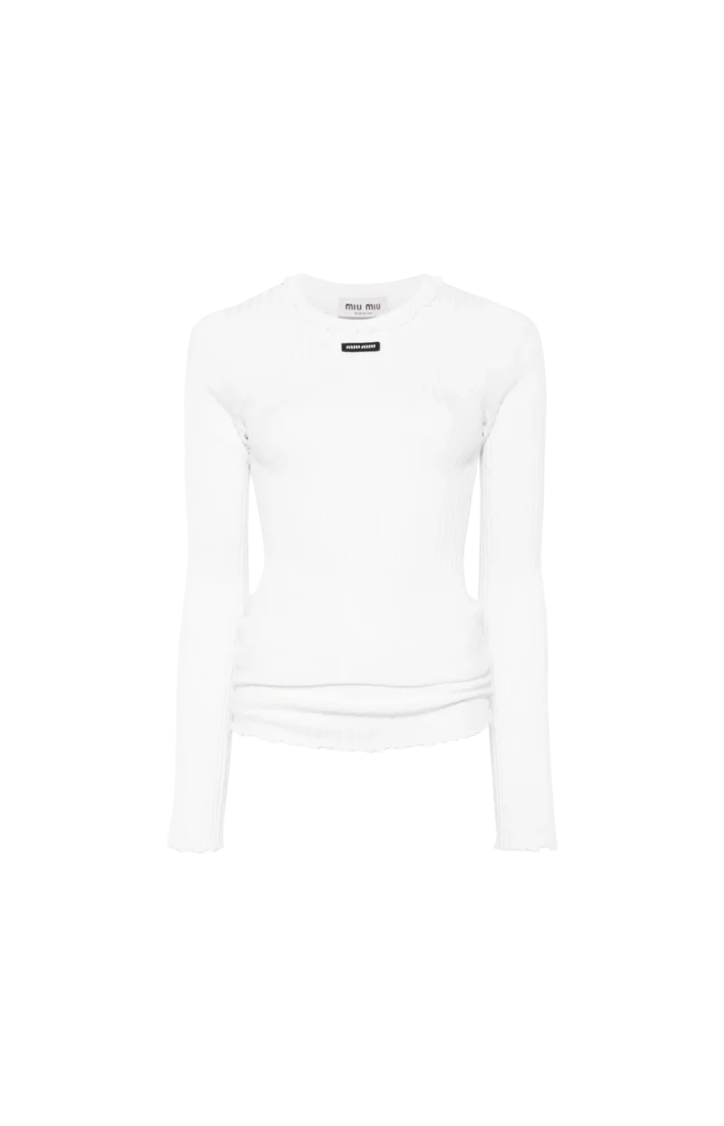 Silk Crew-Neck Sweater in White