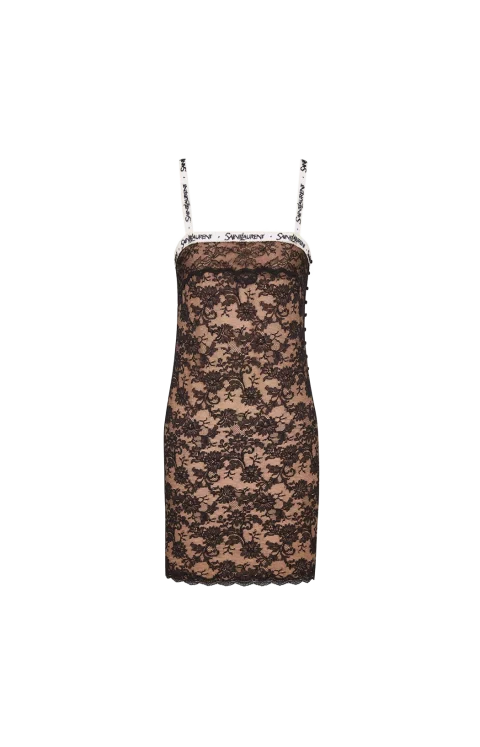 Lace Slip Dress in Black