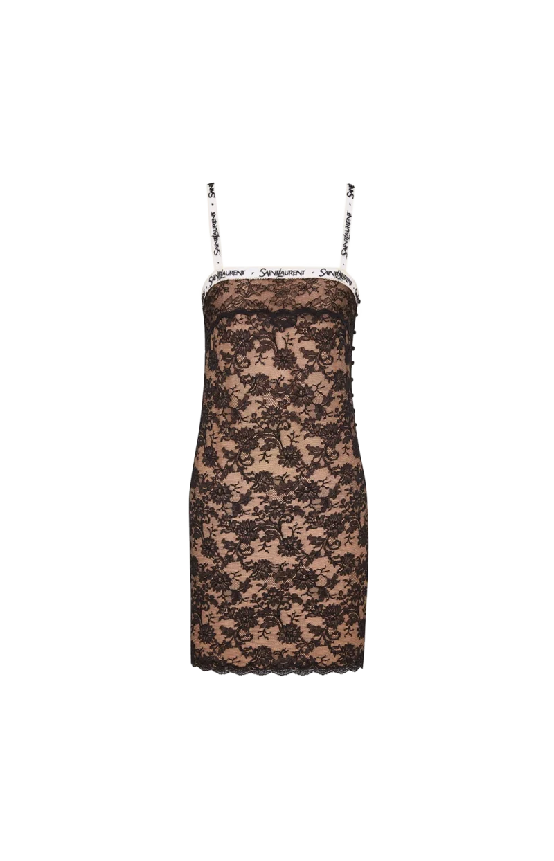 Lace Slip Dress in Black