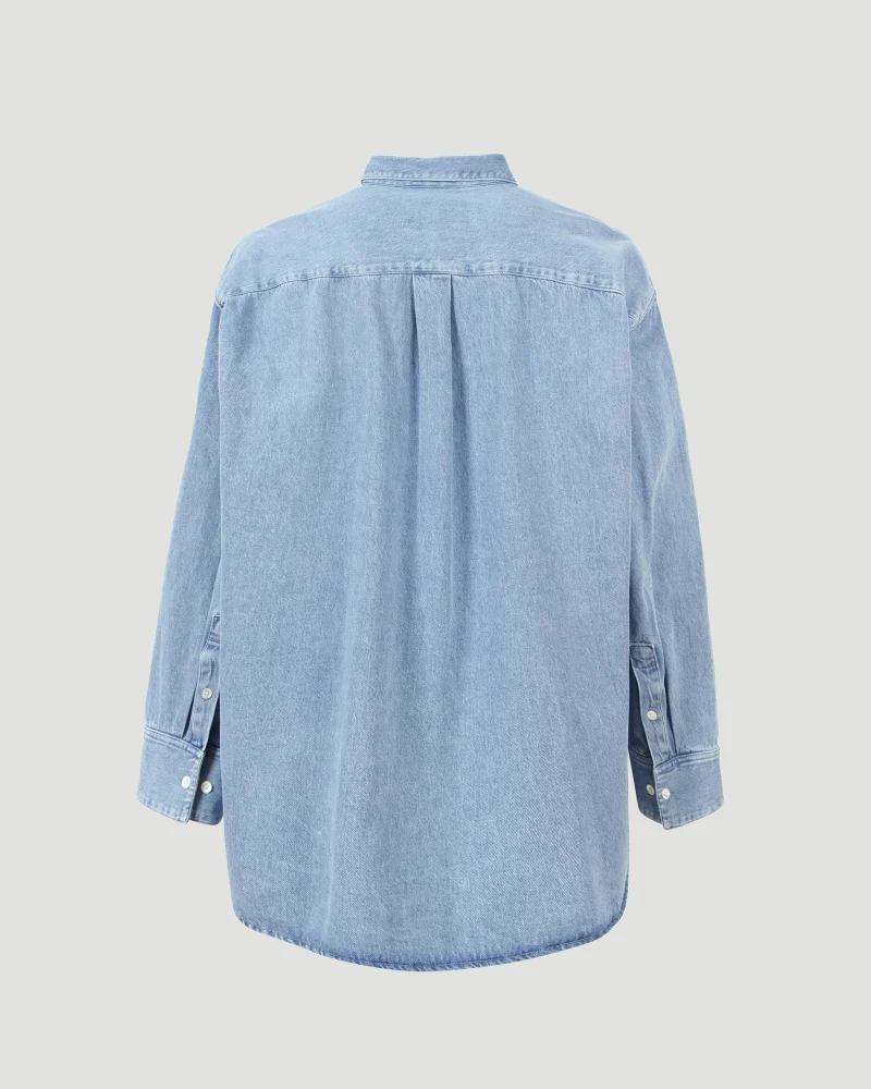 Collar Shirt in Medium Blue — снимка 3