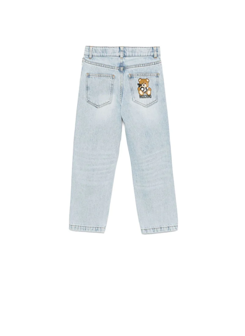 Деним с износен ефект Moschino Kids — снимка 2