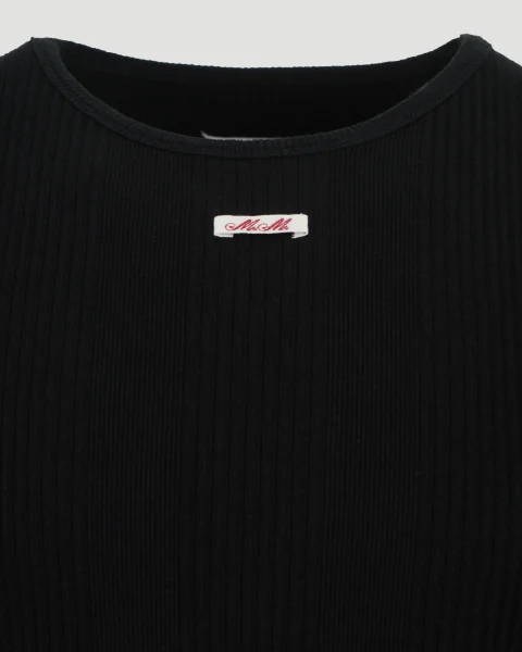 Ribbed T-Shirt in Black — снимка 2